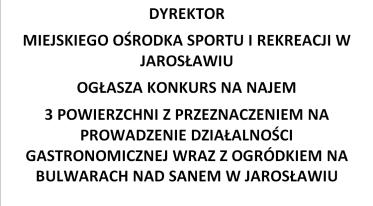 OGŁOSZENIE O KONKURSIE NA NAJEM POWIERZCHNI NA BULWARACH NAD SANEM