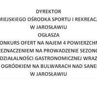 OGŁOSZENIE O KONKURSIE NA NAJEM POWIERZCHNI NA BULWARACH NAD SANEM